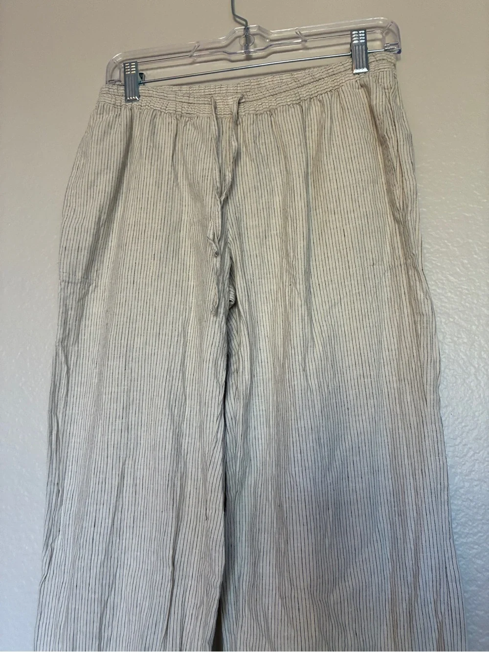 Merona Men's XS Linen/Cotton Lightweight Cream & Black Striped Relaxed Pants